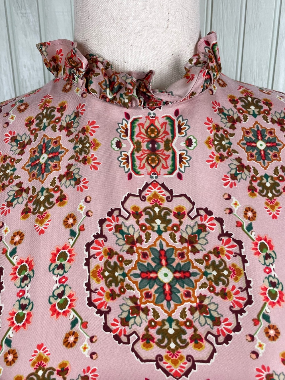 Boden Mariam Silk Blend Maxi Dress US Size 6 Old Rose Intricate Tapestry Pink - Picture 7 of 14